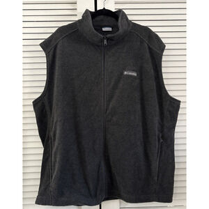 Columbia Fleece Vest Dark Gray Mens XXL Full Zip With Zip Pockets